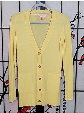 Lilly Pulitzer Pale Yellow Gold Buttoned Cardigan